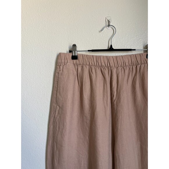 Zara Women's Linen Tapered Trousers in Beige Size LARGE - Picture 2 of 5
